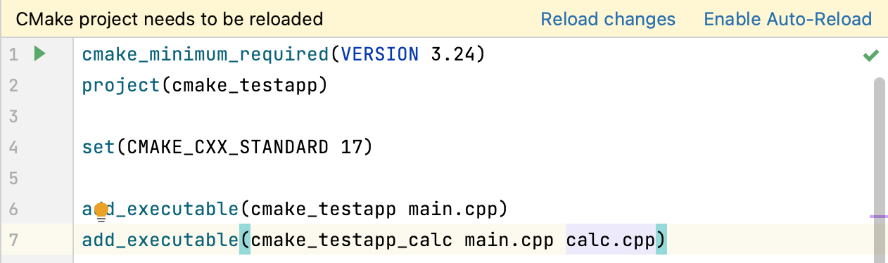 Reload the CMake project after adding a new target