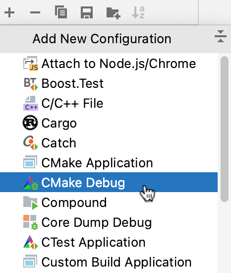 Adding a CMake Debug configuration