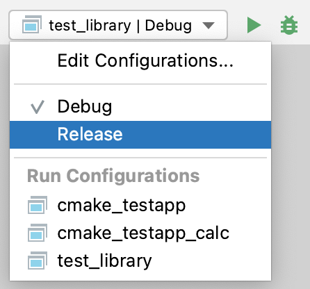 CMake profiles in the configuration switcher