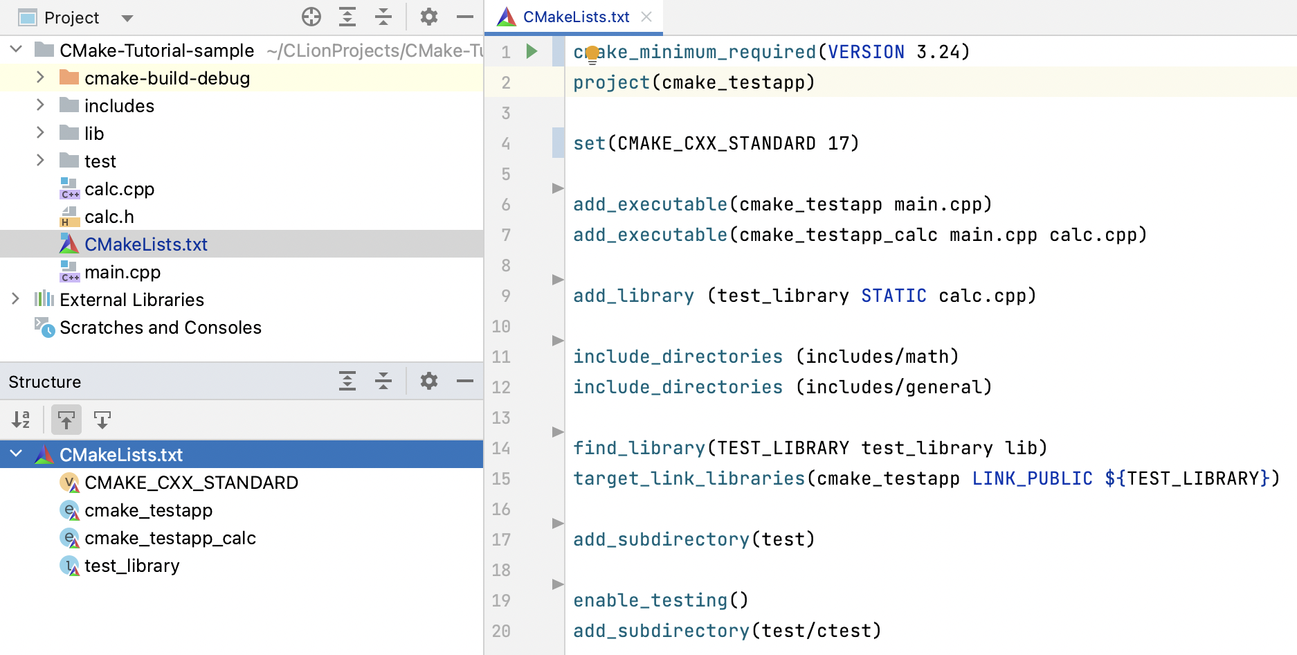 CMake script structure