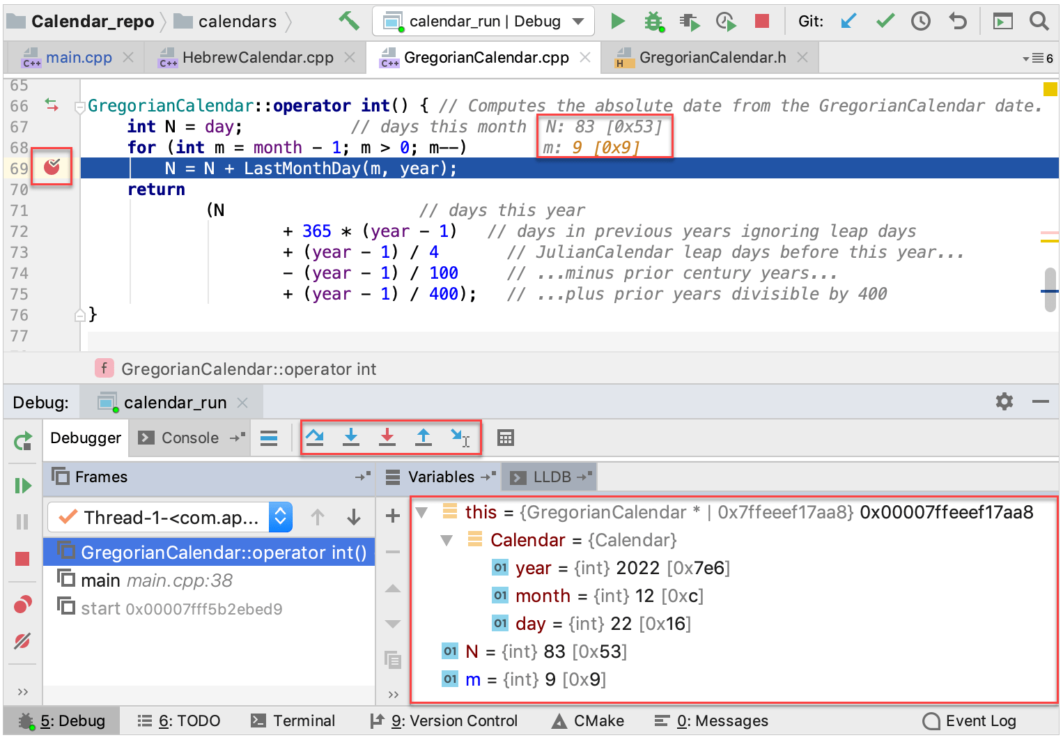 clion debugger ui