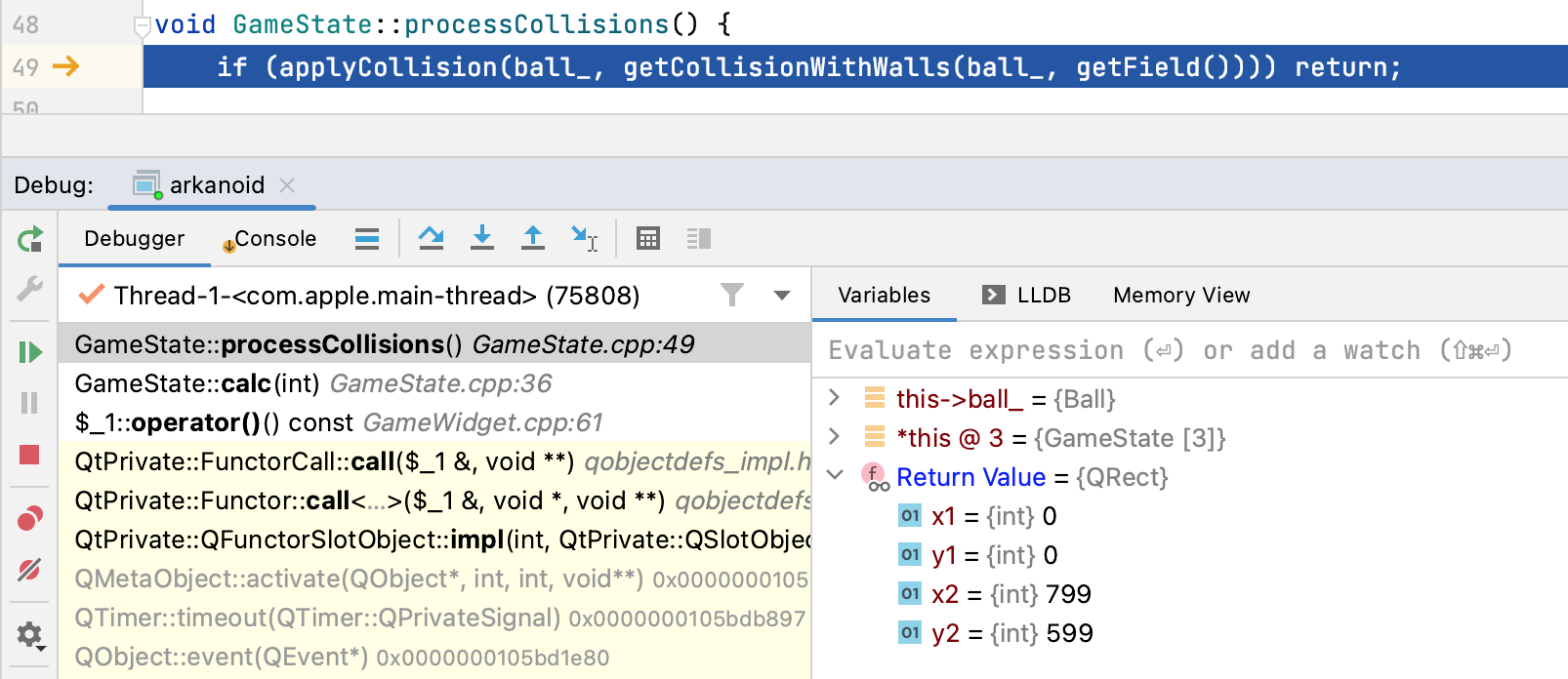 Showing function's return value after step out