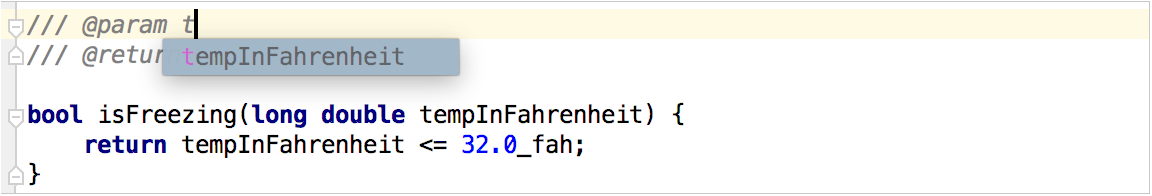 Typing assistance for Doxygen commands