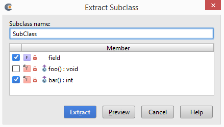 Cl extract subclass dialog