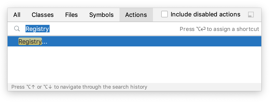 Searching for Registry in Find Action