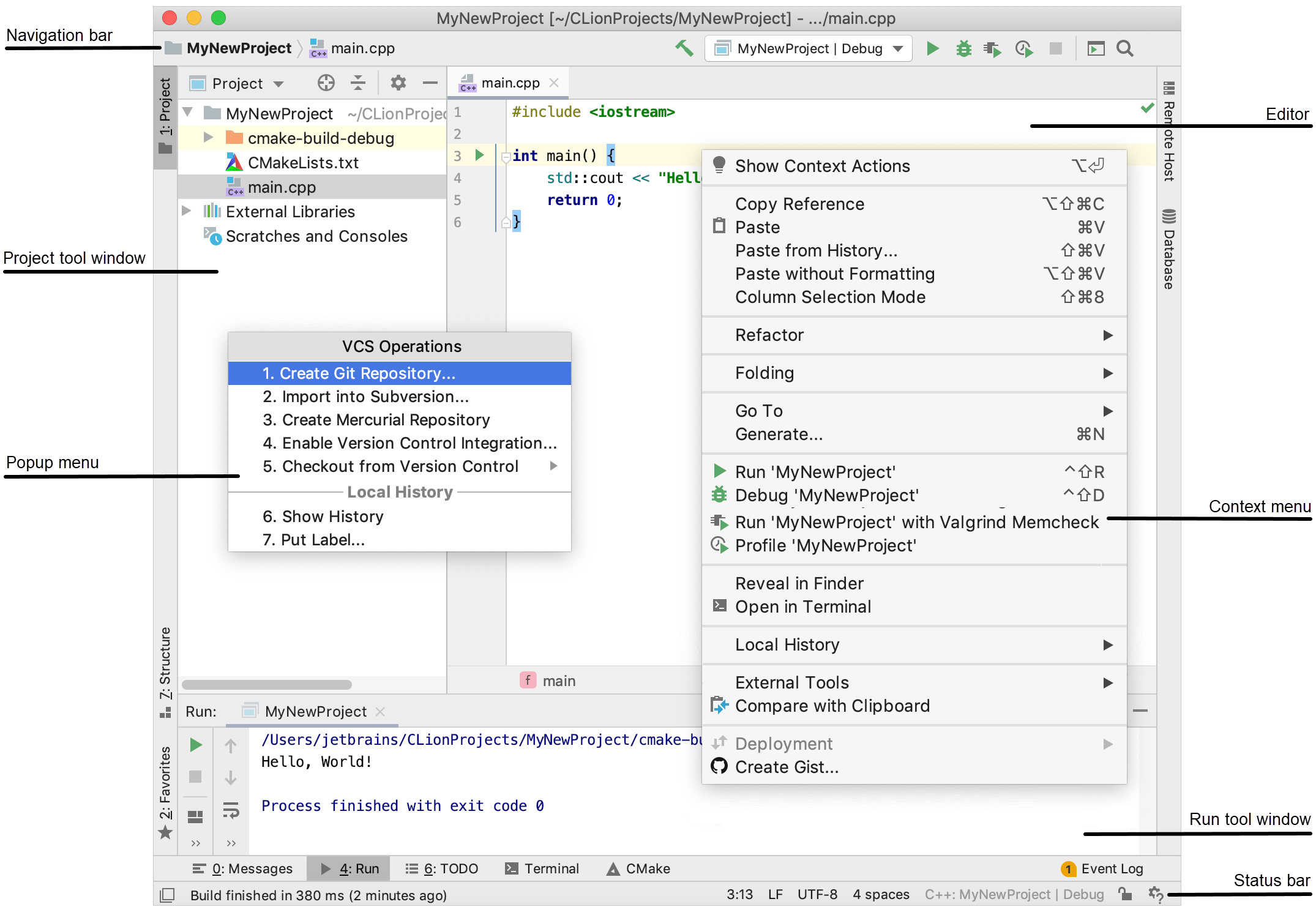 The IDE user interface