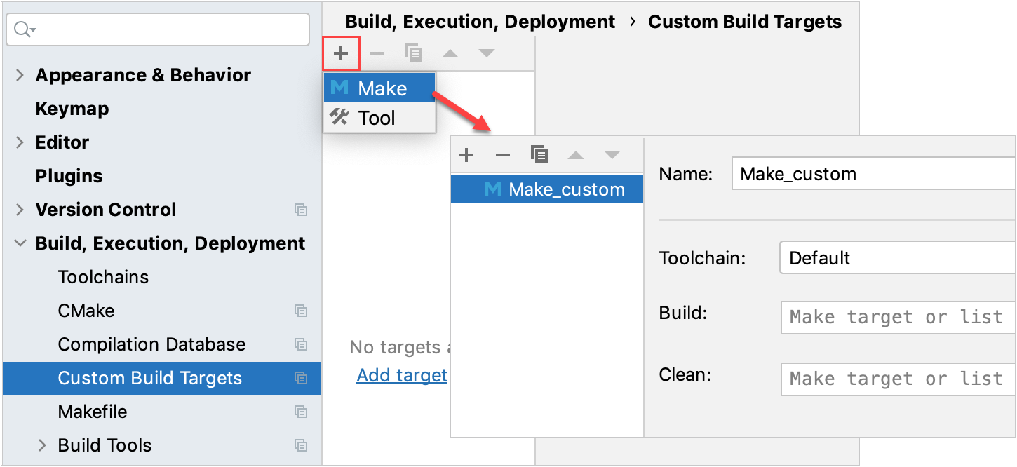 Custom targets for Makefile Application configurations