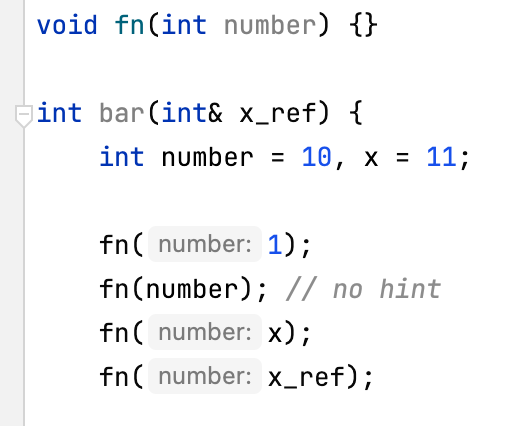 Parameter hints cases