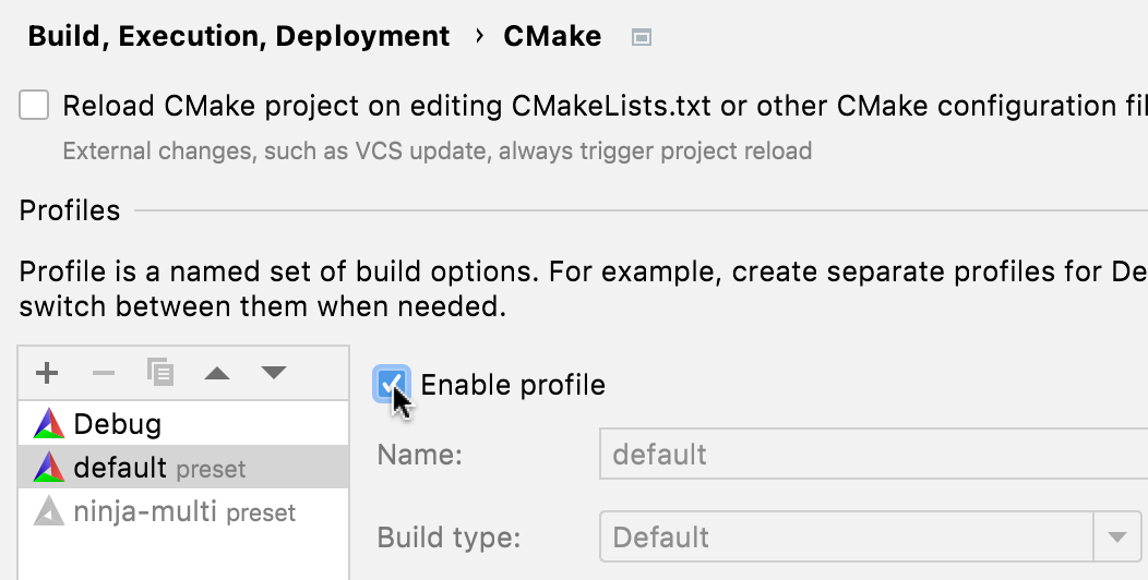 Enabling a presets profile