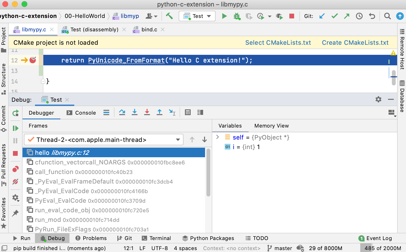 Debugging a Python extension