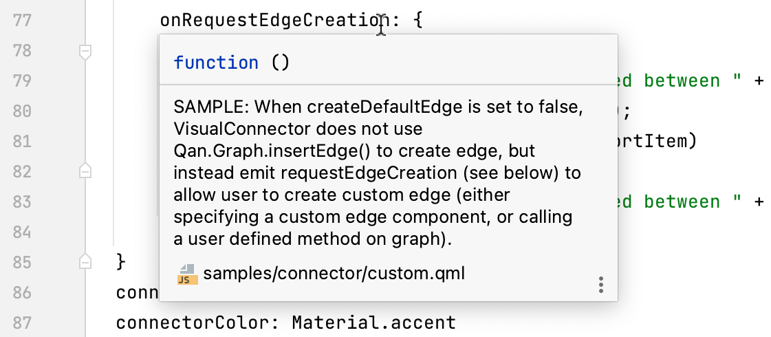 Quick documentation for QML symbols