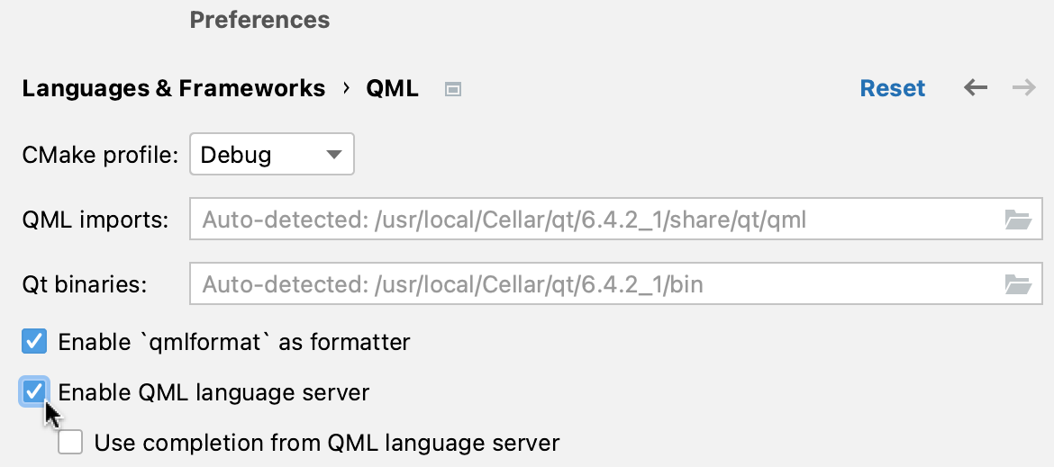 Enabling QML languafe server