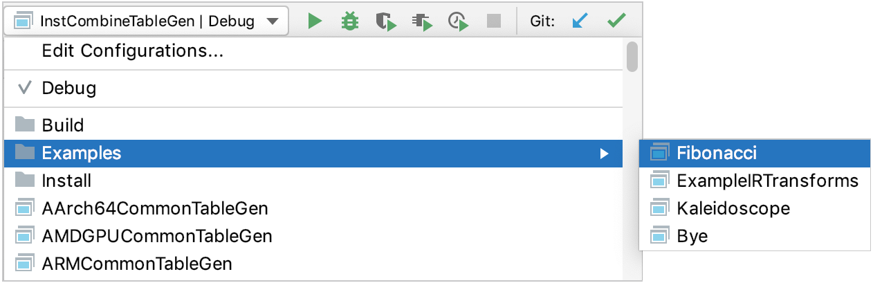 Grouped run configurations