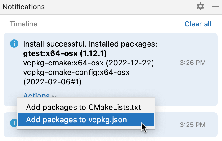 Adding packages to vcpkg.json manually