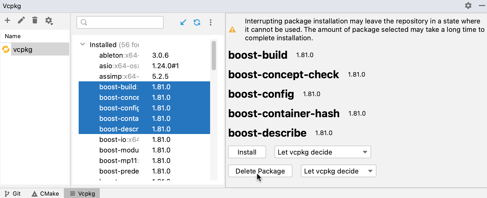 Deleting multiple packages