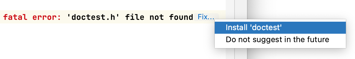 Suggestion to quick-fix for a missing package