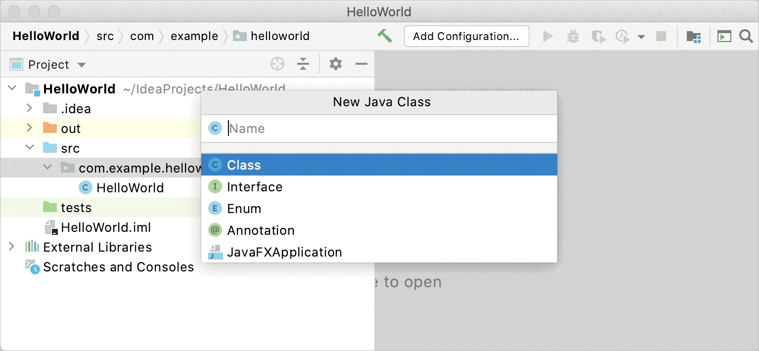 Creating a new Java Class
