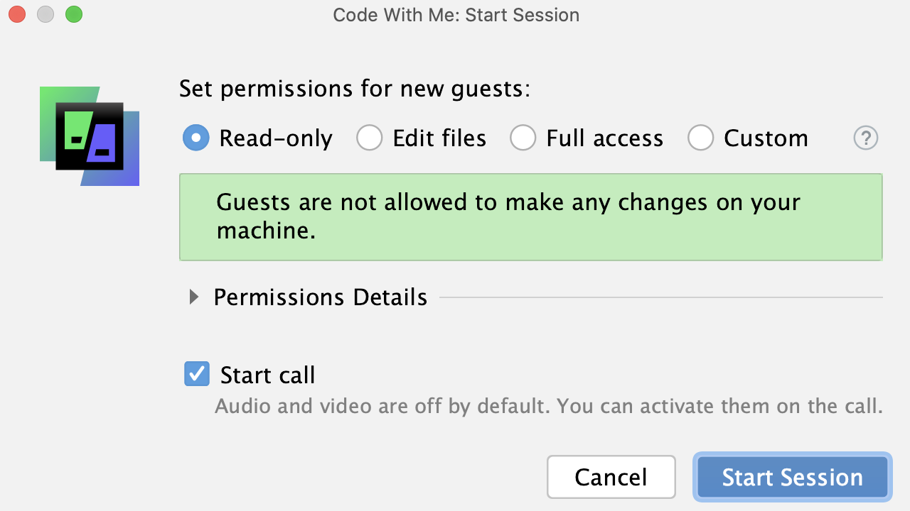 Code With Me Permissions dialog