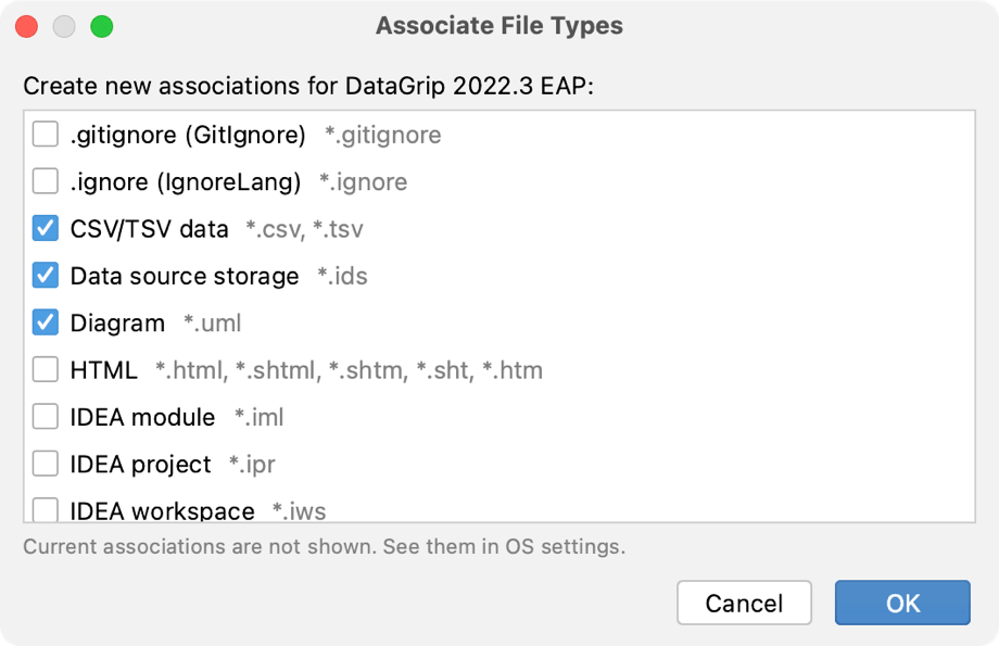 DataGrip: Associating file types with the IDE