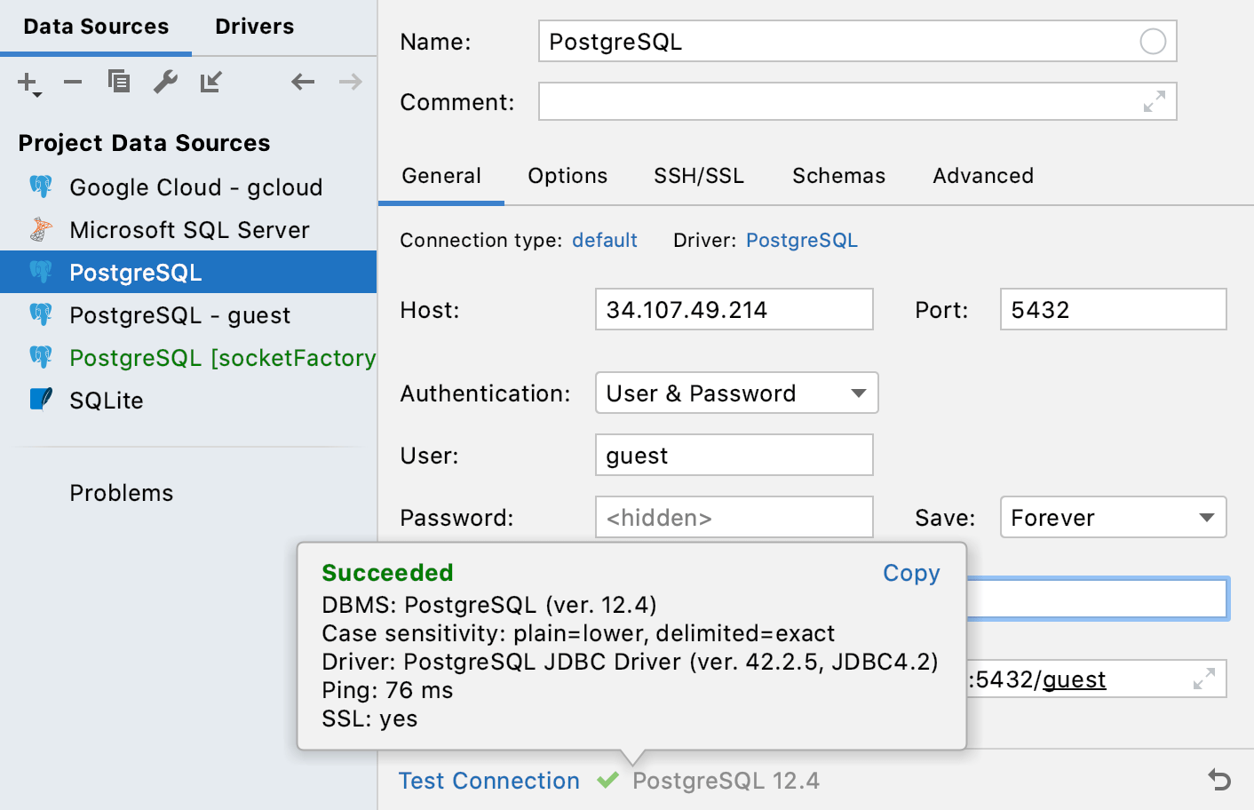 Connect to Cloud SQL with authorized network