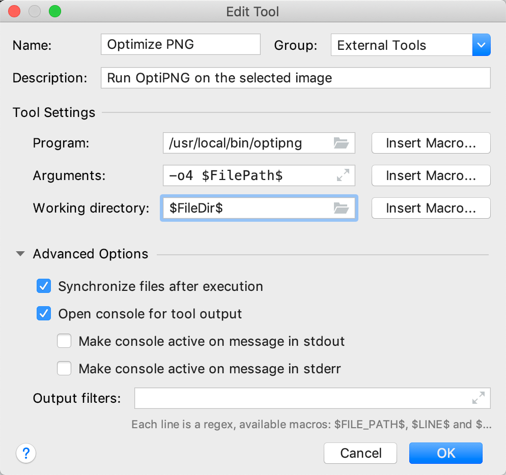 The Create Tool dialog