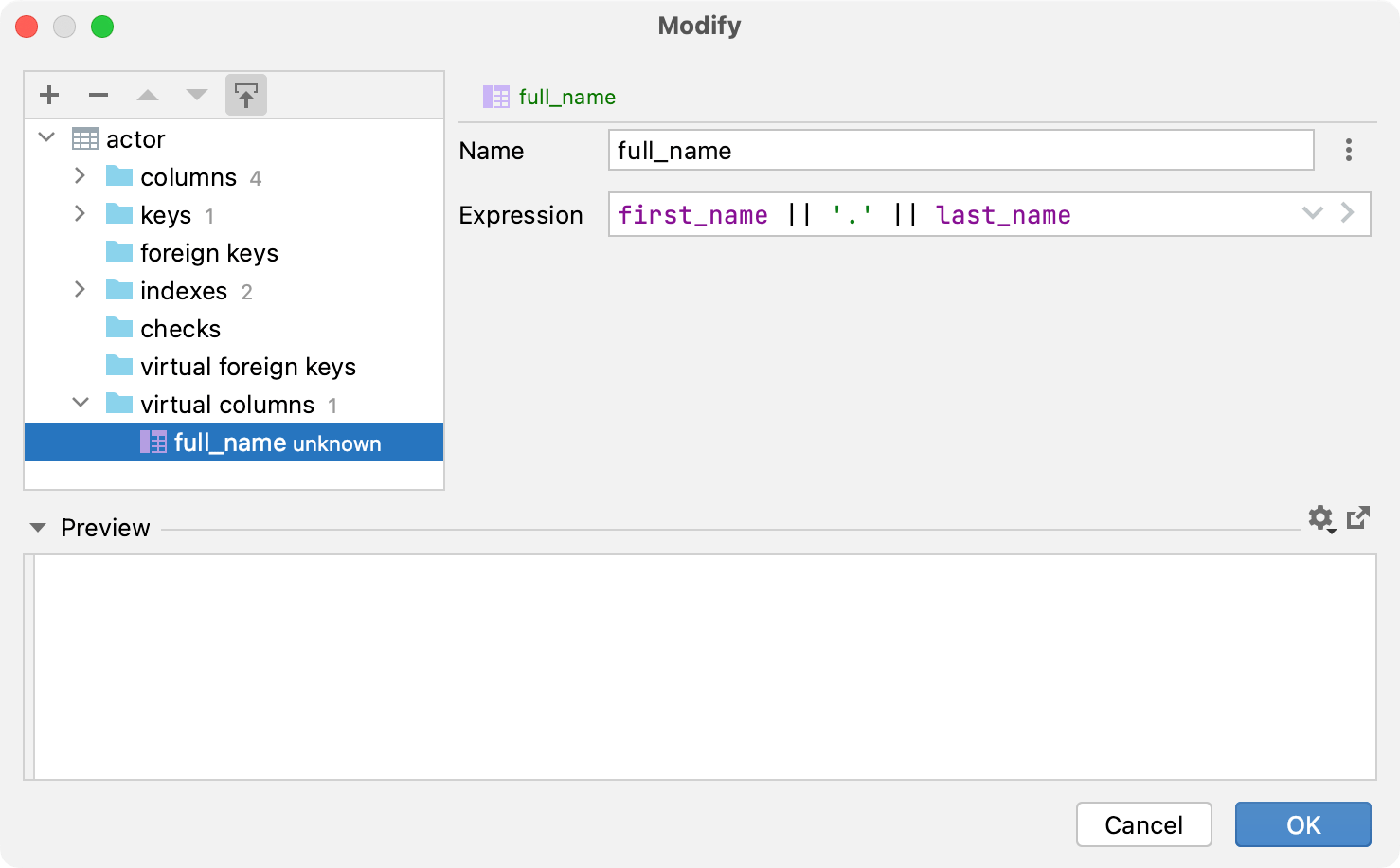 Create a virtual column