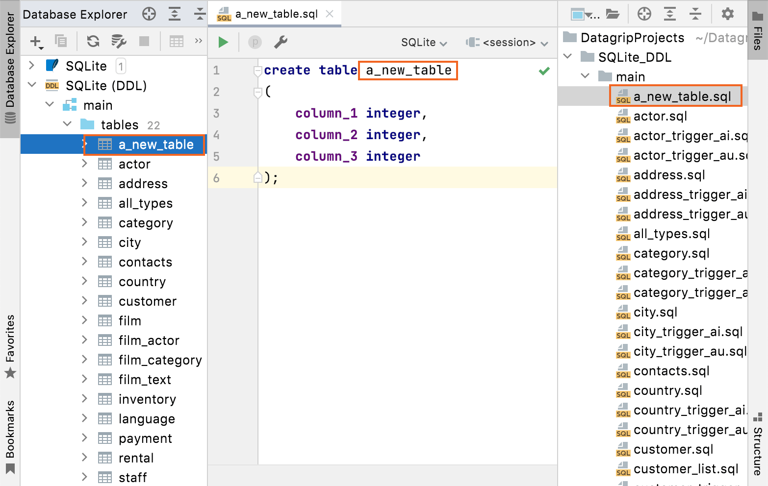 Creating objects in the DDL data source