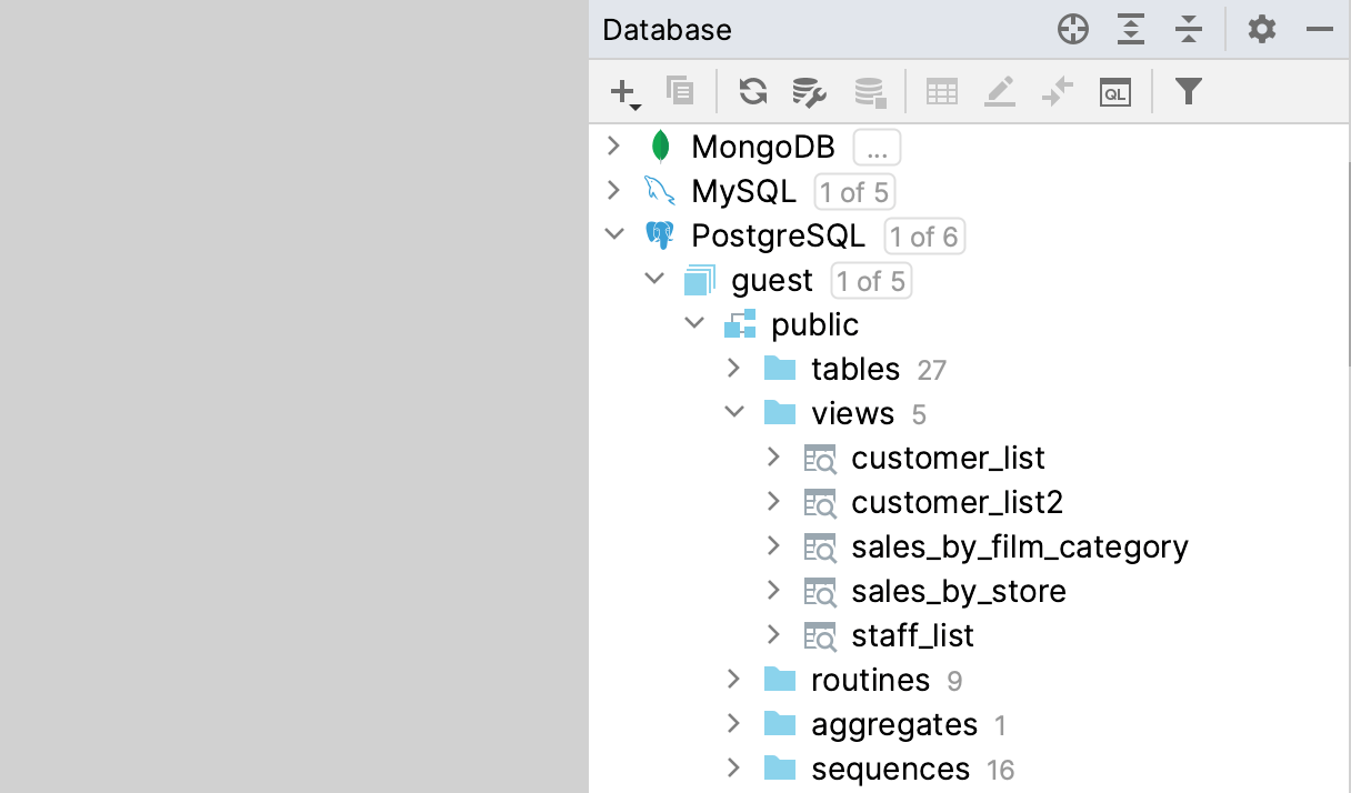 the Database Explorer