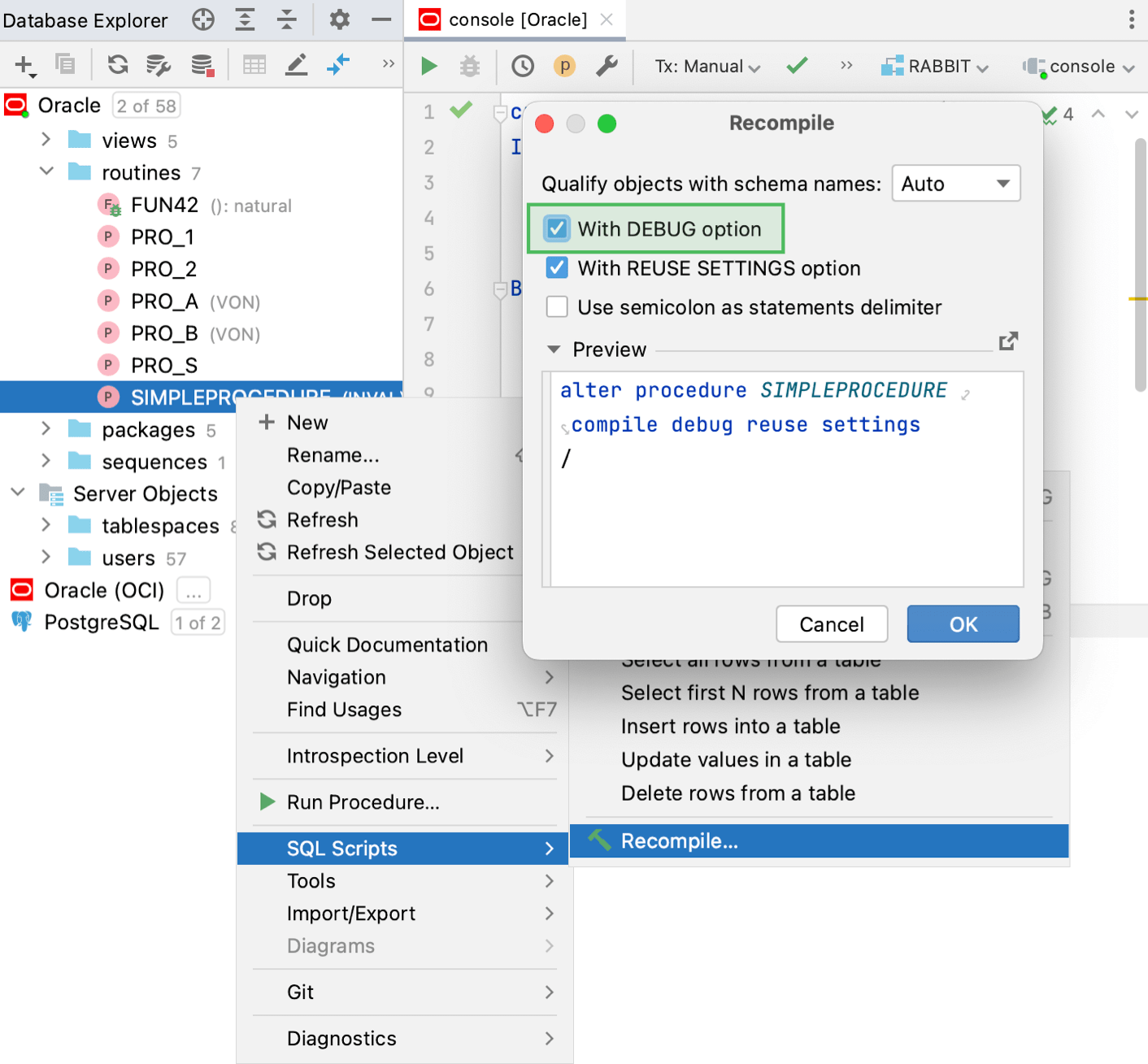 Compile code for debugging