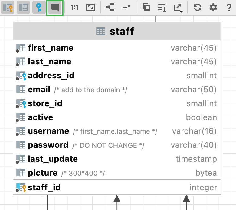 Enable column comments