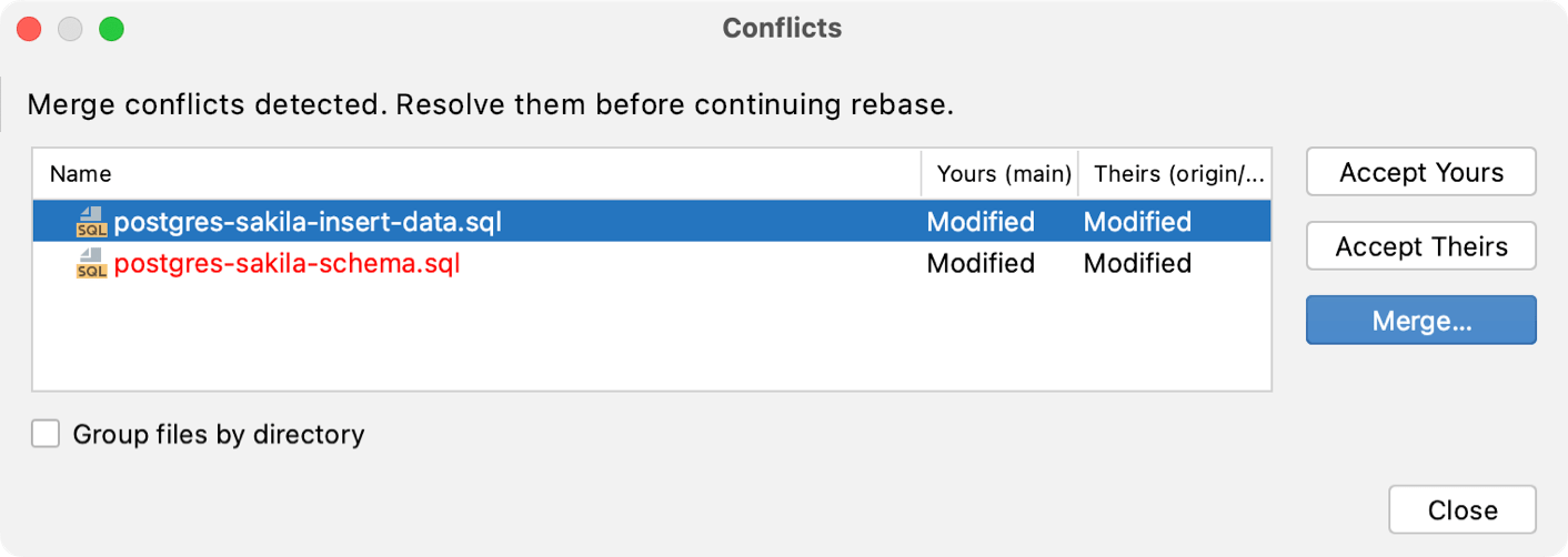Conflicts dialog