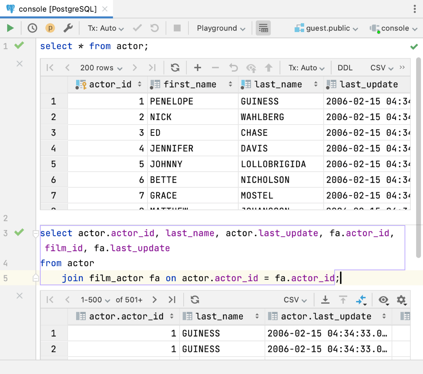 In-Editor results