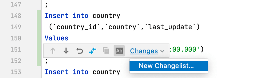 Partial commit changelists