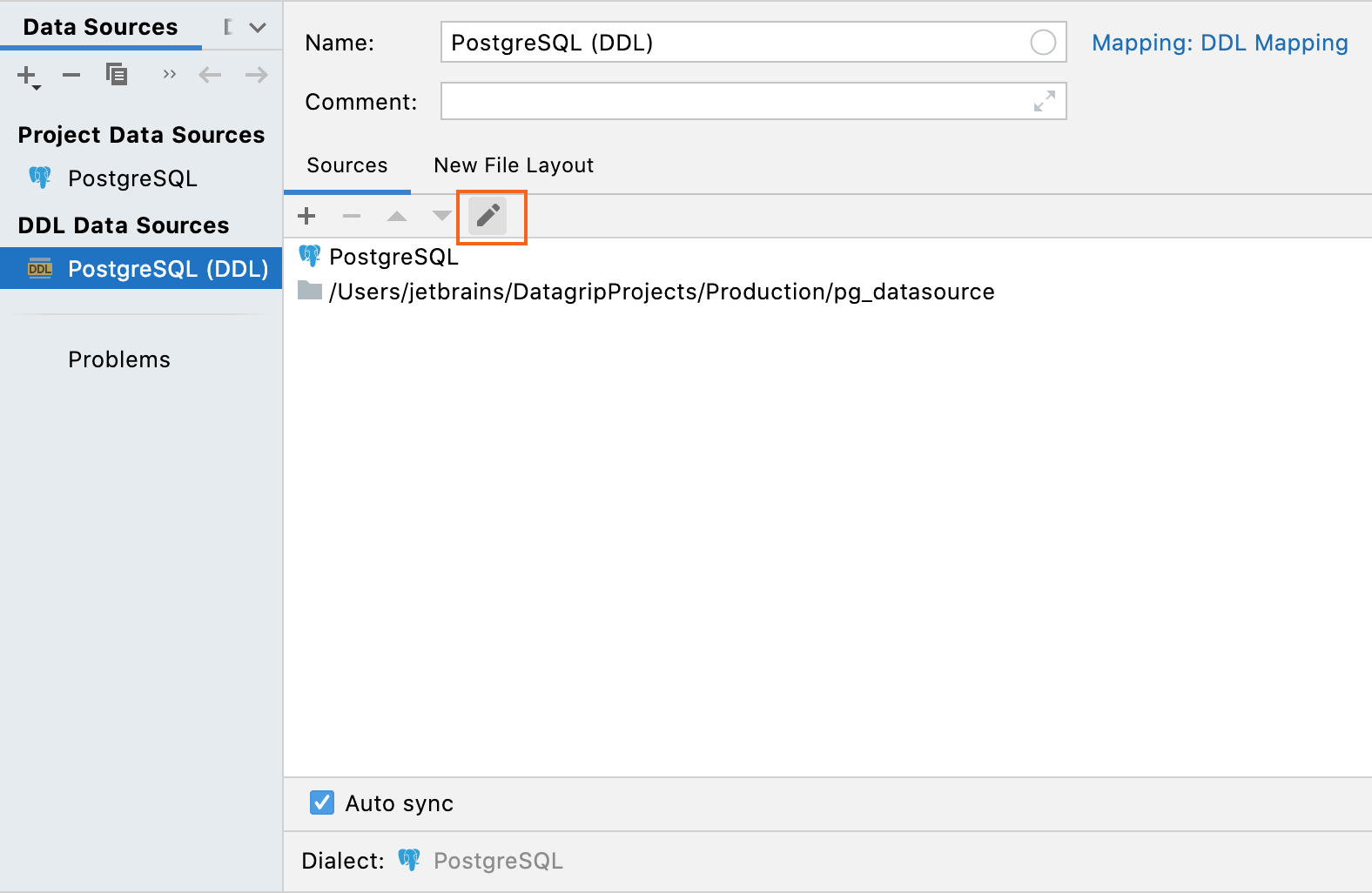 Set a dialect for SQL files in the DDL data source