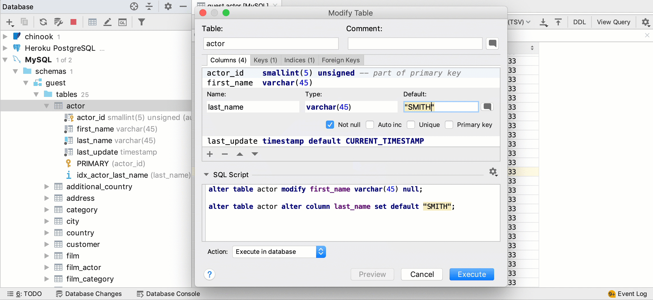 Set default values for a cell