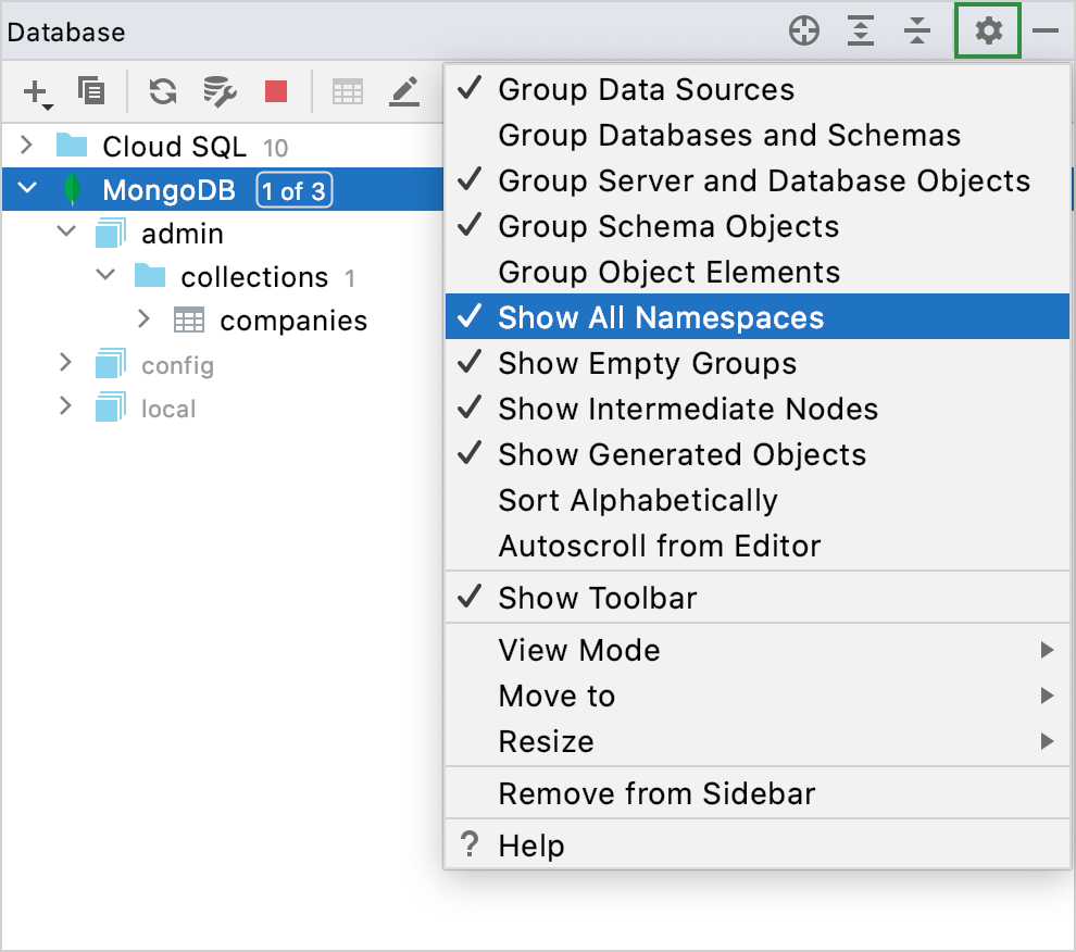 Show All Namespaces is enabled