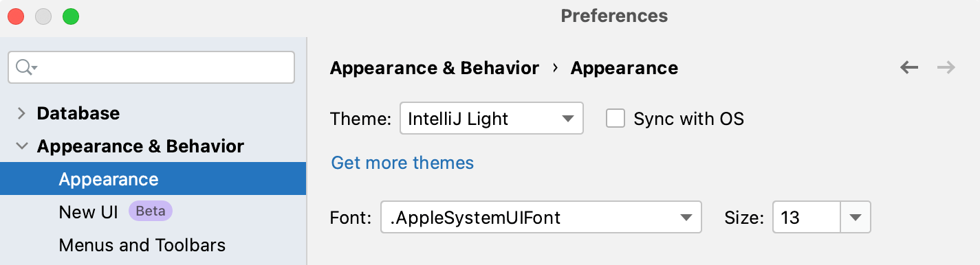 Settings | Appearance & Behavior | Appearance