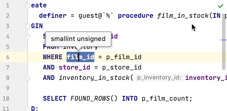 Showing the expression type info