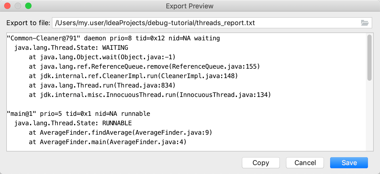 Export Preview dialog