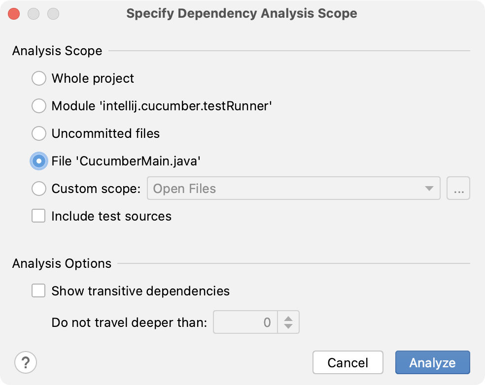 Selecting the scope of the analysis