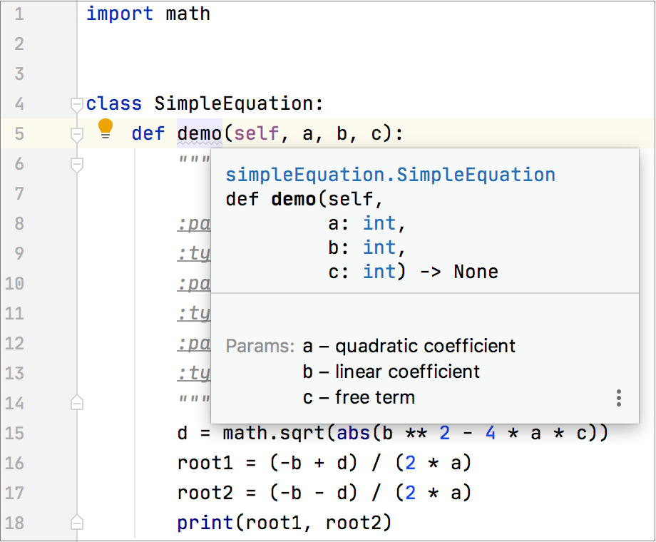 Specify types with docstrings PyCharm Documentation