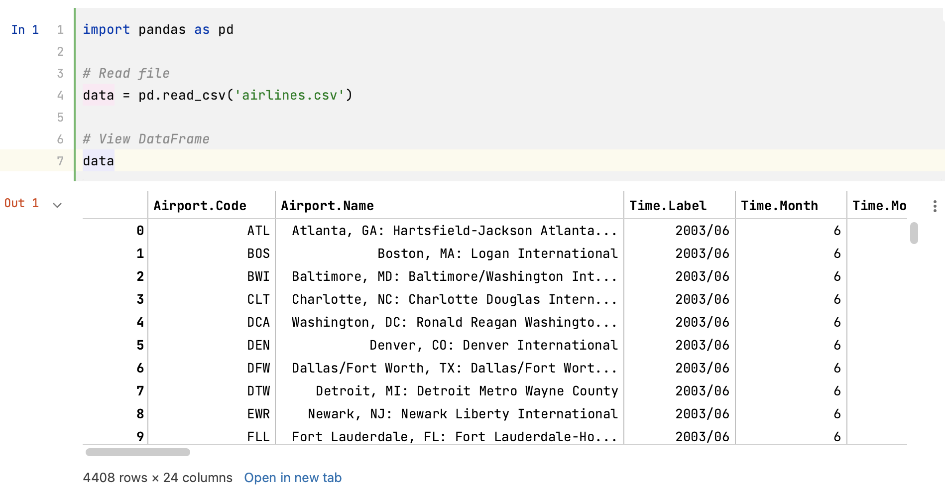 Output of the cell in the Editor window