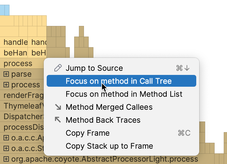 Jumping between tabs in the Profiler tool window