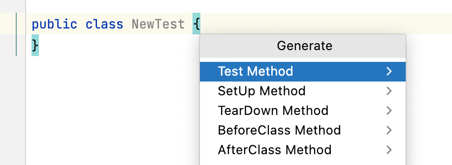 Generating a new test method