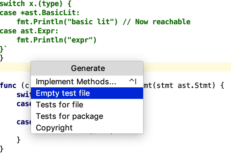 Generate an empty test file