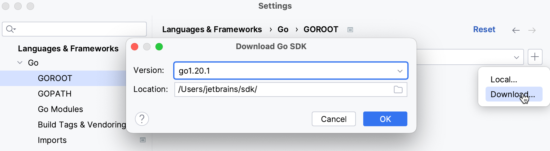 Download the Go SDK