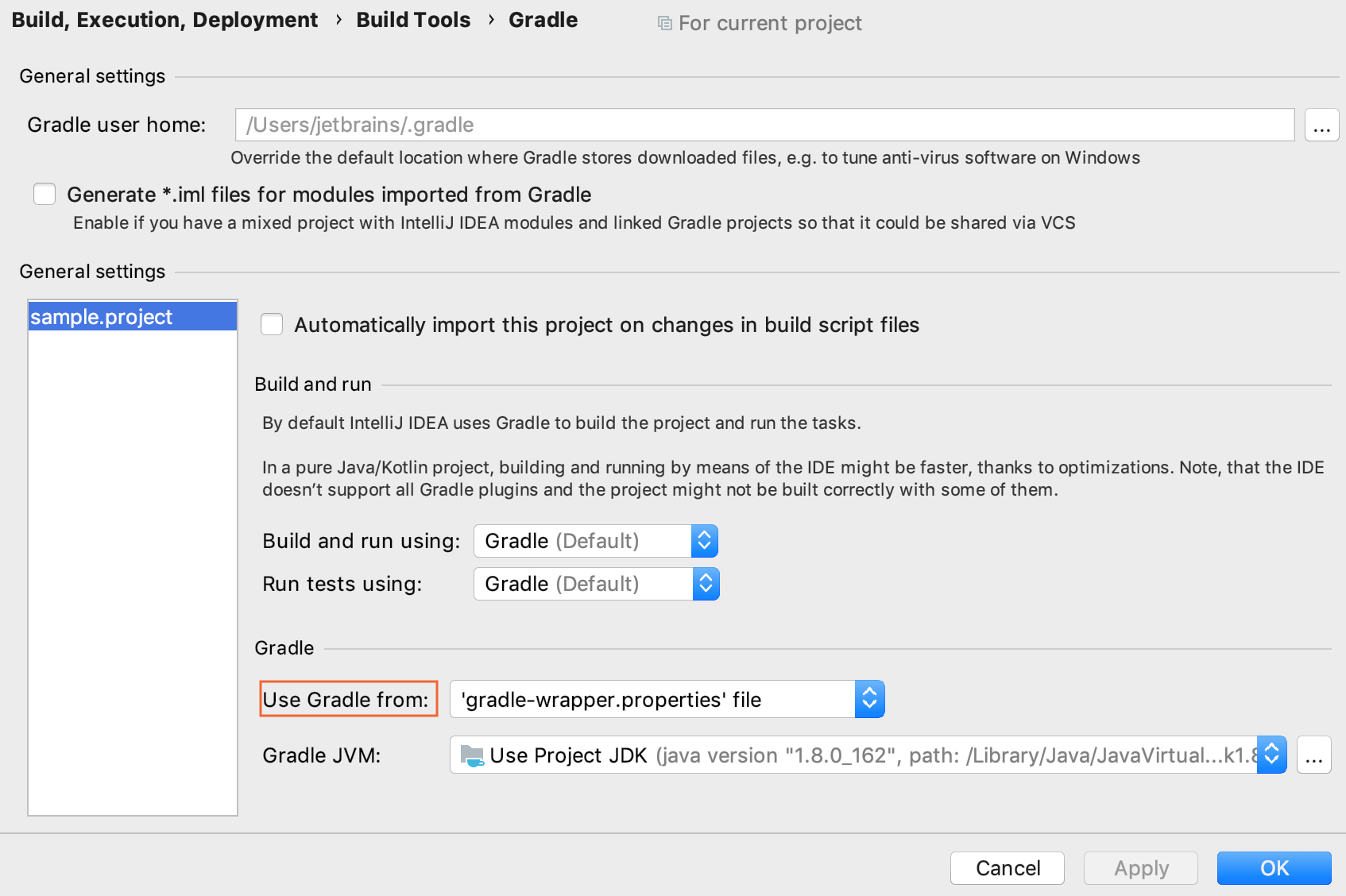 Gradle settings