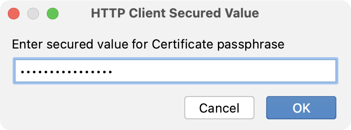 HTTP Client Secured Value window