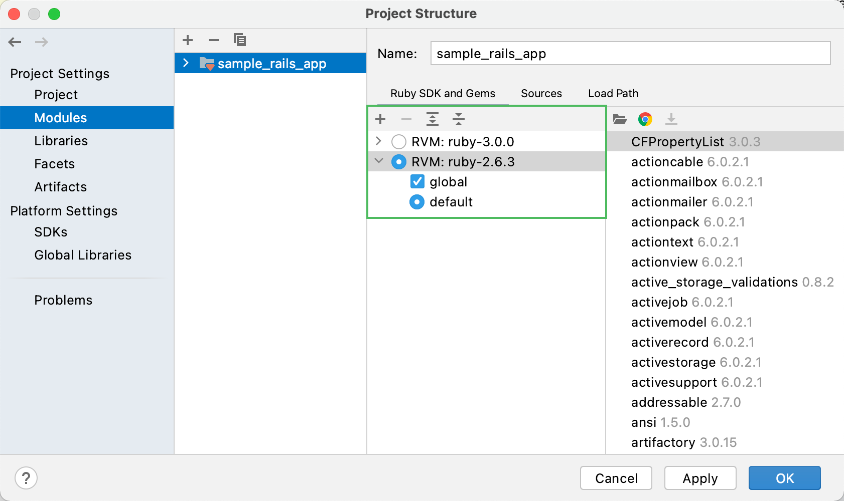 Project Structure dialog / Module page