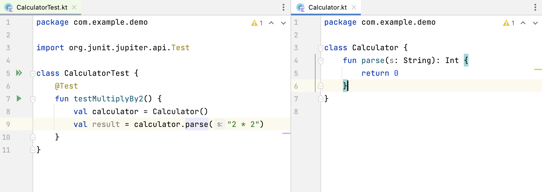 Implementing the function in the tested class